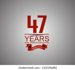 47 years anniversary logotype simple design with red ribbon for celebration purpose