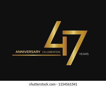 47 years anniversary logotype with single line golden and silver color for celebration