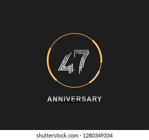 47 years anniversary logotype style with silver and gold color, ring 