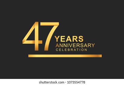 47 years anniversary logotype with under line golden color for anniversary celebration