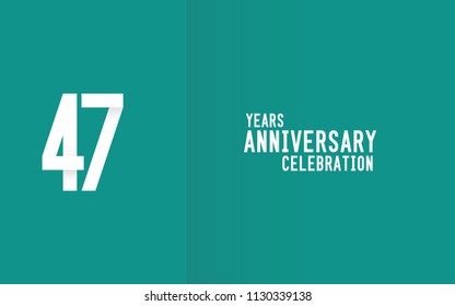 47 Years Anniversary logotype with white flat colored font  for company celebration event, birthday