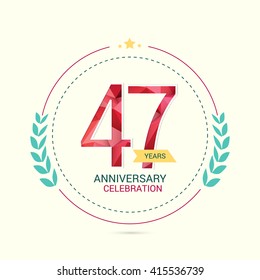 47 Years Anniversary with Low Poly Design and Laurel Ornaments