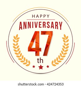 47 Years Anniversary with Low Poly Design and Laurel Ornaments