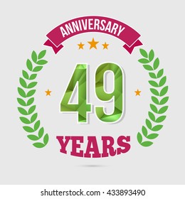 47 Years Anniversary with Low Poly Design and Laurel Ornaments