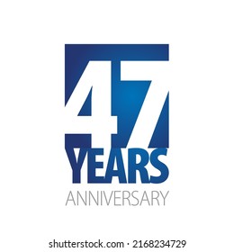 47 Years Anniversary negative space numbers blue white logo icon banner