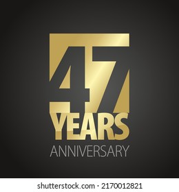 47 Years Anniversary negative space numbers gold black logo icon banner