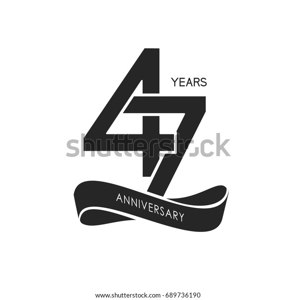 47 years\
anniversary pictogram vector icon, 47 years birthday logo label,\
black and white stamp\
isolated