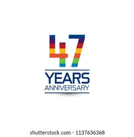 47 years anniversary rainbow color style simple design with white background for company celebration event