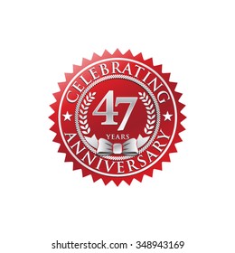 47 years anniversary silver red badge logo