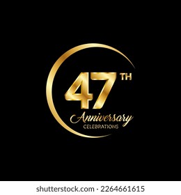 47 years anniversary. Anniversary template design concept with golden number , design for event, invitation card, greeting card, banner, poster, flyer, book cover and print. Vector Eps10