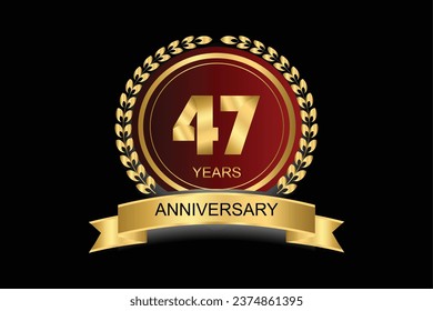 47 years anniversary vector icon, logo. Design element with modern graphic style.