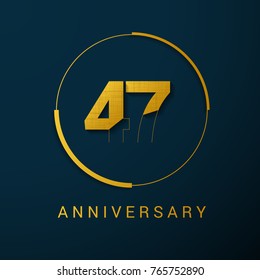 47 Years Anniversary Vector Logo Design Isolated on Dark Background
