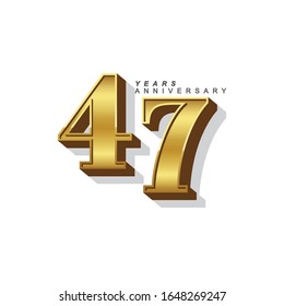 47 Jahre alte Vektorillustration Template Design Illustration. Gold-3D-Zahlen.