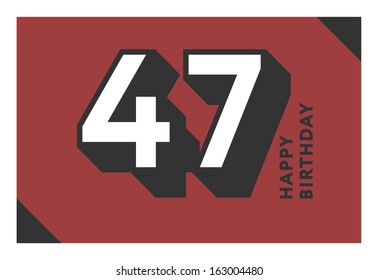 47 Years Birthday Card Stock Vector (Royalty Free) 163004480 | Shutterstock