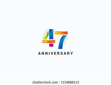 47 Years colorful Anniversary design with Low Poly style font number isolated on white background.