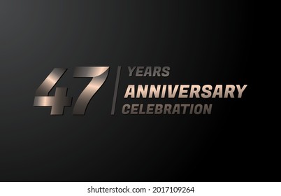 47 years gold anniversary celebration logotype, anniversary banner vector, isolated on black background