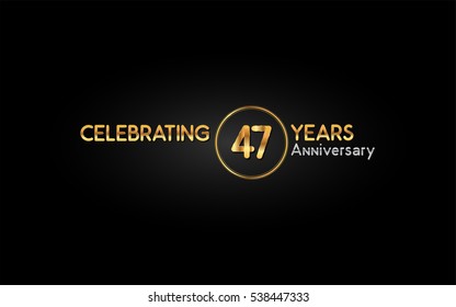 47  years gold anniversary celebration logo, isolated on dark background