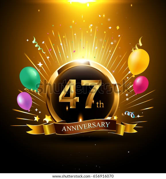 47 Years Golden Anniversary Logo Celebration Stock Vector Royalty Free