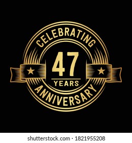 47 years logo design template. 47th anniversary vector and illustration.