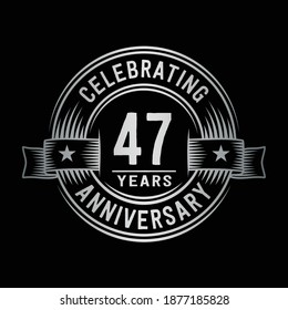 plantilla de diseño de logotipo de 47 años. Vector e ilustración del 47 aniversario.