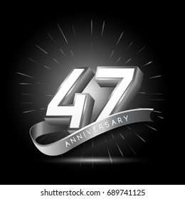 47 years silver anniversary logo celebration with firework and ribbon