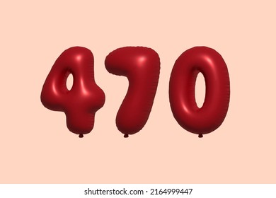 470 3D-Ballon aus realistischem Metallballon 3D Rendering. 3D Rote Helium Ballons zum Verkauf Dekoration Party Geburtstag, Feiertag Jubiläum, Hochzeitsfeiertag. Vektorgrafik