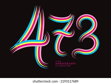 473 number design vector, graphic t shirt, 473 years anniversary celebration logotype colorful line,473th birthday logo, Banner template, logo number elements for invitation card, poster, t-shirt.