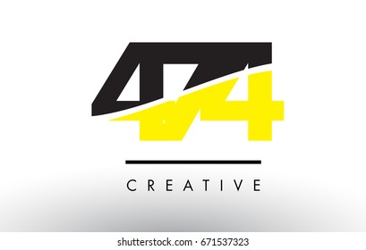 474 Black and Yellow Number Logo Design cut in half.