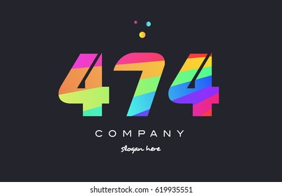 474 creative color green orange blue magenta pink number digit company logo vector icon spectrum