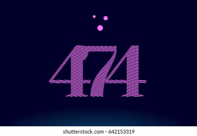 474 number digit logo pink line stripes magenta purple blue font creative text dots company vector icon design