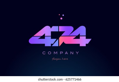 474 pink blue purple number digit numeral dots creative company logo vector icon design template