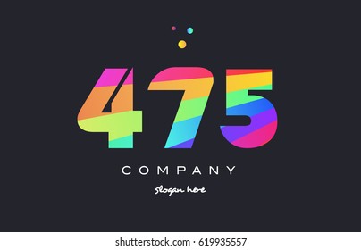475 creative color green orange blue magenta pink number digit company logo vector icon spectrum