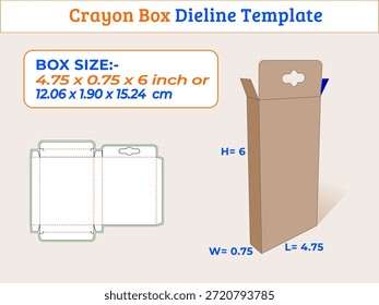 4,75 x 0,75 x 6 Zoll Größe Crayon Box Vorlage