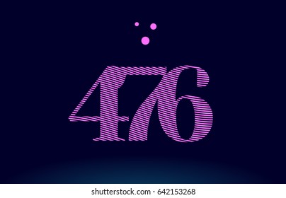 476 number digit logo pink line stripes magenta purple blue font creative text dots company vector icon design
