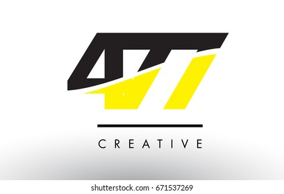 477 Black and Yellow Number Logo Design cut in half.