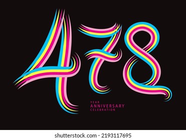 vector de diseño de 478 números, camiseta gráfica, celebración de 478 años línea colorida logotipo de tipo logotipo, logo de 478º cumpleaños, plantilla de pancarta, elementos de número de logotipo para tarjeta de invitación, afiche, camiseta.