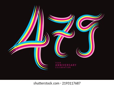 479 number design vector, graphic t shirt, 479 years anniversary celebration logotype colorful line,479th birthday logo, Banner template, logo number elements for invitation card, poster, t-shirt.