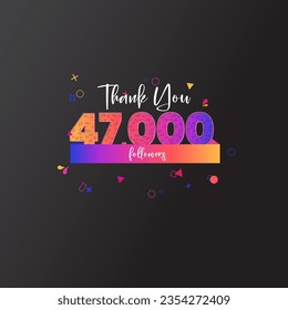 47K followers banner for social media followers and subscribers. Thank you 47 thousand followers vector template for network, social media friends and subscribers.