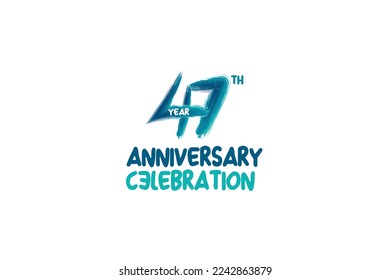 47th, 47 years, 47 year anniversary celebration fun style logotype. anniversary white logo with green blue color isolated on white background, vector design for celebrating event