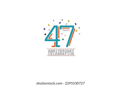 47th, 47 years, 47 year anniversary 2 colors blue and orange on white background abstract style logotype, vector design for celebration vector
