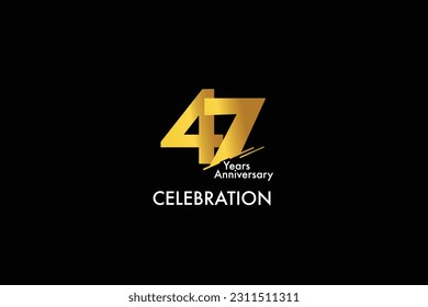 47th, 47 years, 47 year anniversary gold color on black background abstract style logotype. anniversary with gold color isolated on black background, vector design for celebration vector