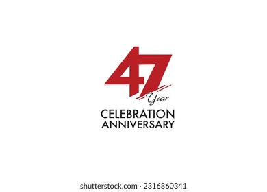 47th, 47 years, 47 year anniversary with red color isolated on white background, vector design for celebration vector