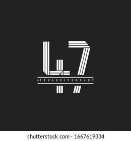 47th or 47years of anniversary logo design abstract letter linear vector
