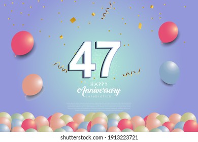 47th anniversary background with 3D number and balloons illustration