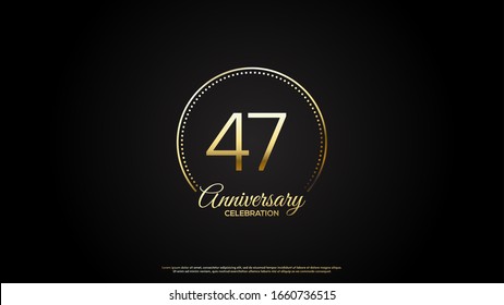 47th anniversary background with gold number illustrations with gold circle lines and dots.