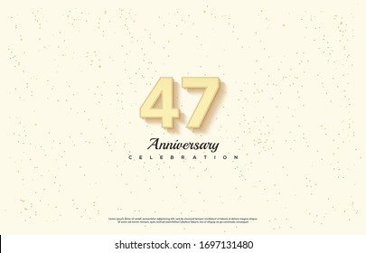 47th anniversary background with an illustration of the orange numbers in front of a white background and the writing below.