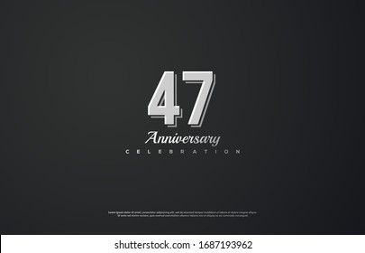 47th anniversary background with illustrations of white numbers and white writing underneath.