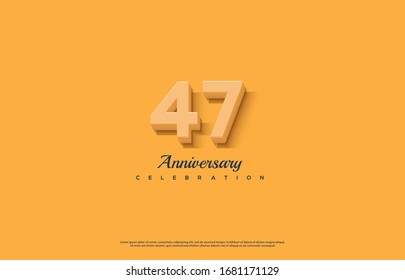 47th anniversary background with orange-colored number illustration and black text below.
