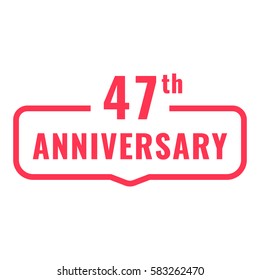 47th anniversary. Badge icon, logo. Flat vector illustration on white background. Can be used for birthday, wedding or company event.