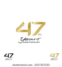 47th anniversary Celebration, anniversary design with number in calligraphy style. Flat vector Illustrations.